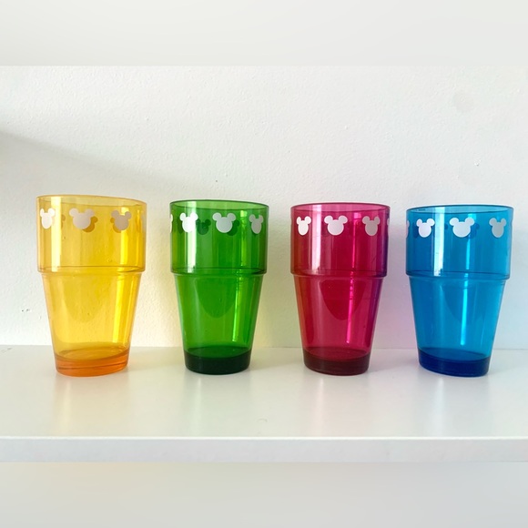 Other - Set of 4 Disney Vintage Mickey Mouse Colorful Plastic Drinking Cups